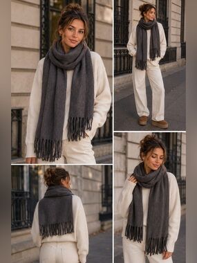 J. Ferrar Women's Scarf Solid Grey Heather 19” X 75”  NWT
